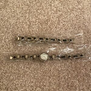 Silver and Black Bracelet Watch